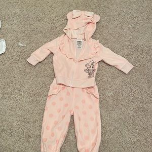 3-6 month pink Minnie Mouse sweatsuit set